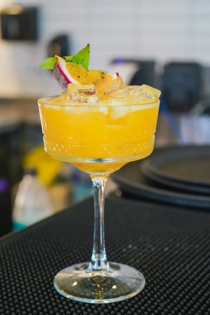 A yellow cocktail