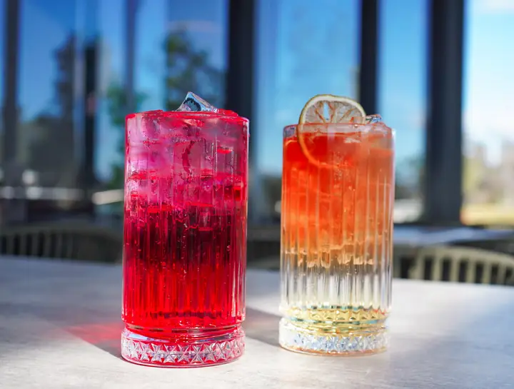 Two drinks by the window